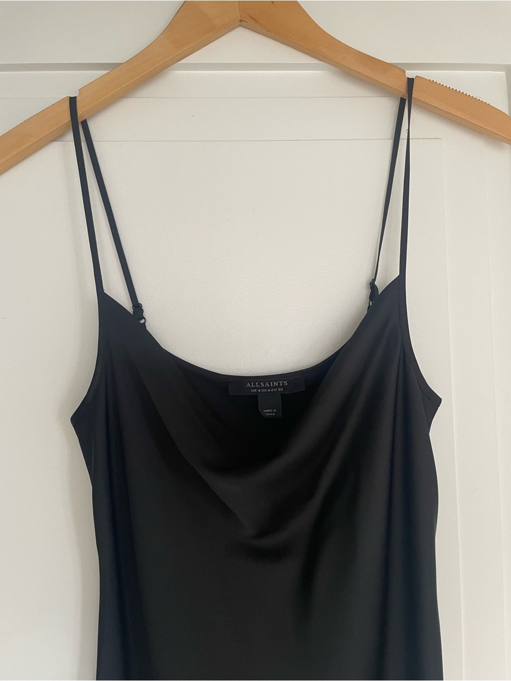 AllSaints Black Satin Maxi Slip Dress